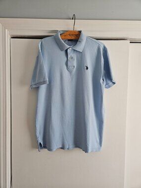US Polo Assn Light Blue Short Sleeve Embroidered Polo Medium Shirt
